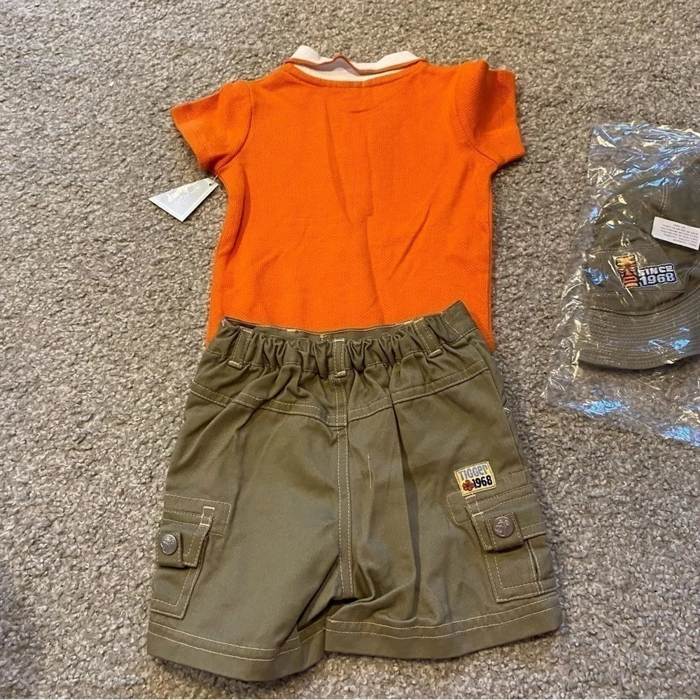 Vintage Tigger Matching Outfit NEW 6-9 Mos 90s Polo Onesie Hat Shorts Orange